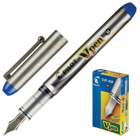 Ручка перьевая PILOT V-Pen, СИНЯЯ, корпус серый, линия письма 0,58 мм, SVP-4M L - фото 4