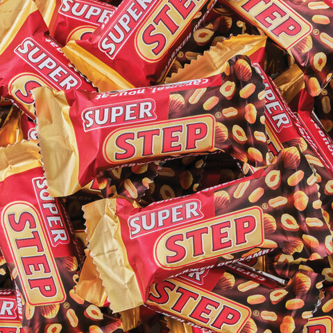 Конфеты шоколадные СЛАВЯНКА "Super Step" двухслойные, нуга с арахисом, 1000 г, пакет, 20465 - фото 4