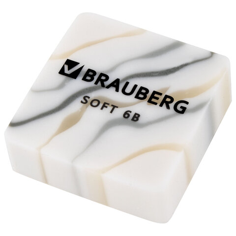 Ластики BRAUBERG "MARBLE", НАБОР 6 штук, 34х34х11 мм, квадратные, экологичный ПВХ, блистер, 272735 - фото 3