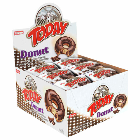 Кекс TODAY "Donut", со вкусом какао, ТУРЦИЯ, 24 штуки по 40 г в шоу-боксе, 1368 - фото 2