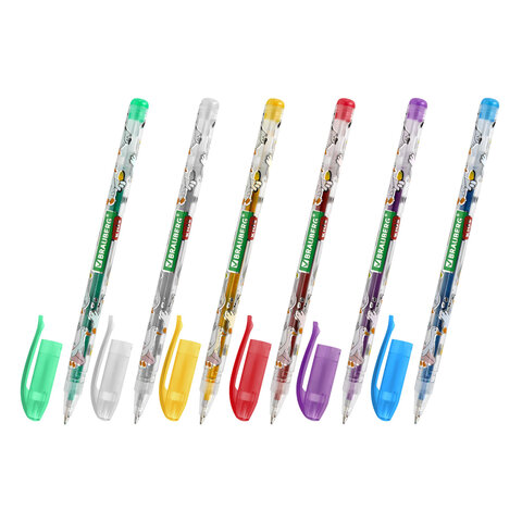 Ручки гелевые С БЛЕСТКАМИ BRAUBERG KIDS "CUTE ANIMALS", НАБОР 6 ЦВЕТОВ, корпус с печатью, узел 1 мм, линия письма 0,7 мм, 144443 - фото 2