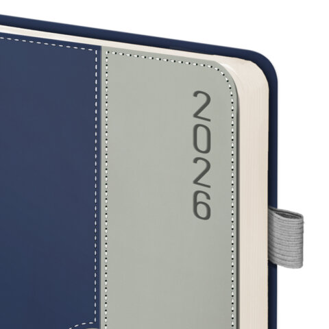 Ежедневник датированный 2026, А5, 138х213 мм, BRAUBERG "Esthetic", под кожу, держатель для ручки, застежка, синий/серый, 117373 - фото 3