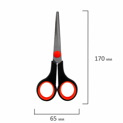 Ножницы BRAUBERG SOFT GRIP НАБОР 5 штук (140, 170, 190, 220, 240 мм), эргономичные черно-красные ручки, ВЫГОДНАЯ УПАКОВКА, 238410 - фото 14