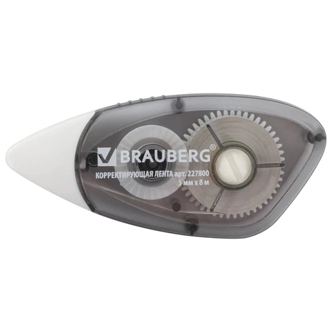 Корректирующая лента BRAUBERG BLACK&WHITE, 5 мм х 8 м, корпус черный тонированный, механизм перемотки, блистер, 227800 - фото 2