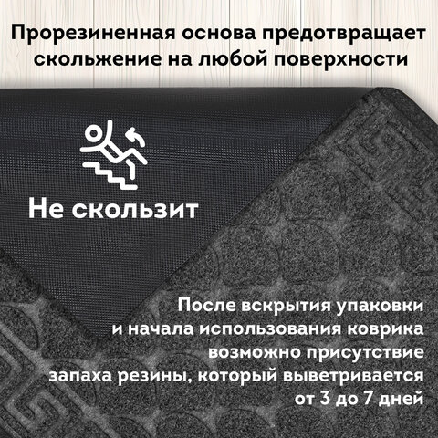 Коврик придверный 40х60 см, СЕРЫЙ, грязезащитный, 430 г/м2, фактурный рисунок ЧЕШУЙКИ, ЛЮБАША, 701058 Коврик придверный 40х60 см, СЕРЫЙ, грязезащитный, 430 г/м2, фактурный рисунок ЧЕШУЙКИ, ЛЮБАША, 701058 - фото 10