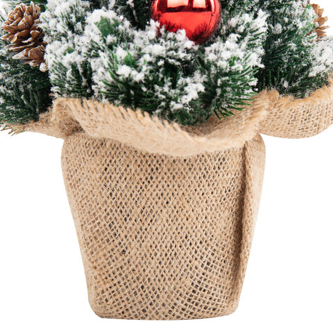 Ель новогодняя искусственная 32 см, заснеженная с декором, литой ПЭТ, ЗОЛОТАЯ СКАЗКА, 592514 - фото 5