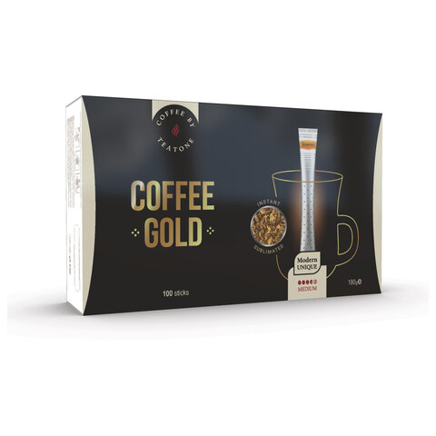 Кофе растворимый порционный TEATONE "GOLD", 100 стиков по 1,8 г, 1269 - фото 1