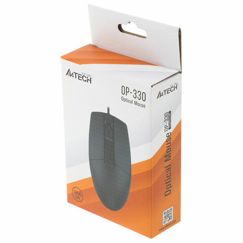 Мышь проводная A4TECH OP-330, USB, 2 кнопки + 1 колесо-кнопка, оптическая, черная, 1530236 - фото 9