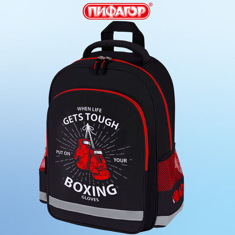 Рюкзак ПИФАГОР SCHOOL, 1 отделение, 3 кармана, "Boxing", 38x28х14 см, 272077 - фото 16