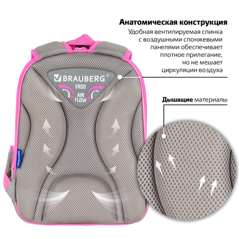 Ранец BRAUBERG QUADRO, 3 отделения, с брелком, Hi there, велюровая панель, 37х28х18 см, 273105 - фото 16