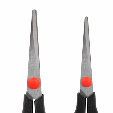 Ножницы BRAUBERG SOFT GRIP НАБОР 5 штук (140, 170, 190, 220, 240 мм), эргономичные черно-красные ручки, ВЫГОДНАЯ УПАКОВКА, 238410 - фото 4