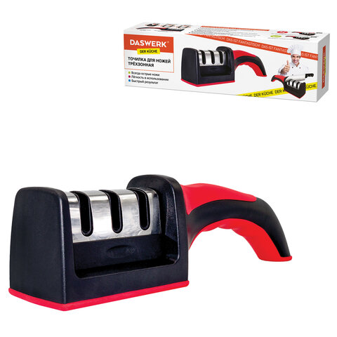 Точилка для ножей (ножеточка) ручная, трёхзонная (грубая, чистовая, шлифовка) DASWERK (ДАСВЕРК), 608134 - фото 1