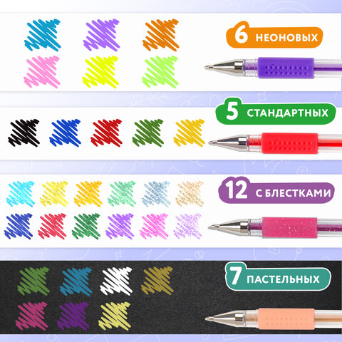 Ручки гелевые АРОМАТИЗИРОВАННЫЕ, НАБОР 30 ЦВЕТОВ, "FRUITS", линия письма 0,5 мм, BRAUBERG KIDS, 143823 - фото 16