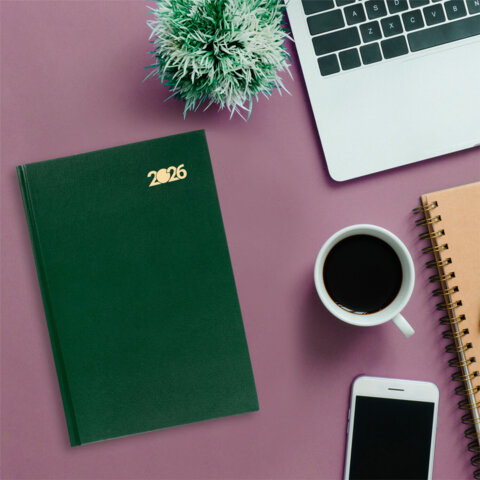 Ежедневник датированный 2026 145х215 мм, А5, STAFF, обложка бумвинил, зелёный, 117308 - фото 5