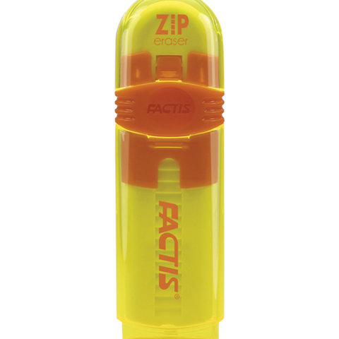 Ластик выдвижной FACTIS ZIP (Испания), 80x10x10 мм, белый, пластиковый корпус ассорти, PTF1030 - фото 1