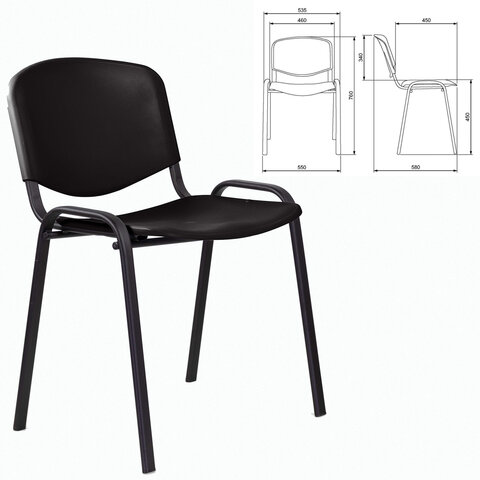 Стул STAFF "Iso Plast CF-009", черный каркас, пластик черный, 532569 - фото 2