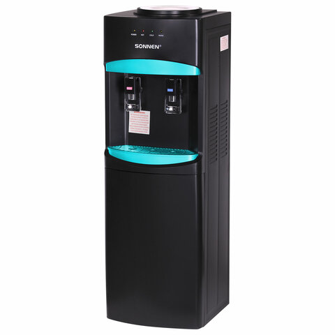 Кулер для воды SONNEN FSC-02W TURBO напольный, ТУРБОНАГРЕВ/ОХЛАЖДЕНИЕ КОМПРЕССОРНОЕ, шкаф, 2 крана, черный, 456171 - фото 1