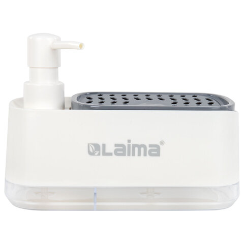 Диспенсер/дозатор DUET для мыла и моющего средства + губка, БЕЛЫЙ, 11х20х12 см, LAIMA HOME, 700043 - фото 4