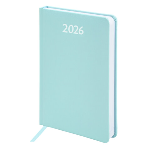 Ежедневник датированный 2026, А5, 138x213 мм, BRAUBERG "Profile", балакрон, мятный, 117074 - фото 1
