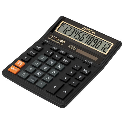 Калькулятор настольный STAFF STF-888-New (202x158 мм), 12 разрядов, двойное питание, черный, 273831 - фото 3