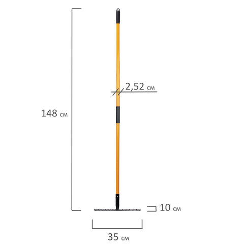 Грабли 14 зубьев стальные 35х10 см, ОБЩАЯ ДЛИНА 150 см, черенок стекловолокно, RABBITEX (РАББИТЕКС) "FIBERGLASS", 700494 - фото 4