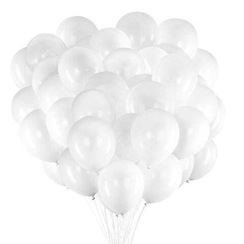 Шары воздушные 30 см, 100 штук, "ОДНОЦВЕТНЫЕ", белые, BRAUBERG KIDS, 591875 - фото 1