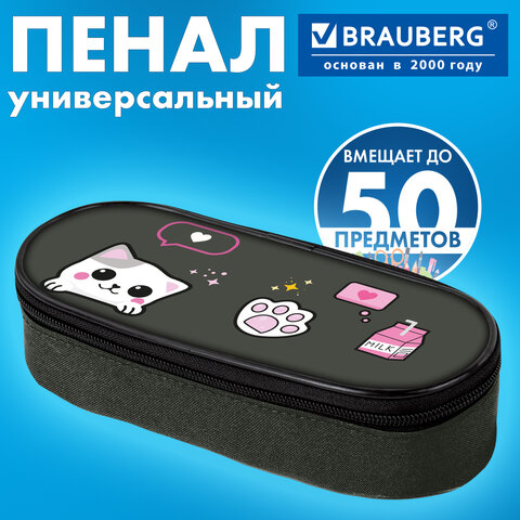 Пенал-футляр BRAUBERG, 1 отделение, органайзер, полиэстер, 22x9х5 см, "Кошачья жизнь", 274585 - фото 6