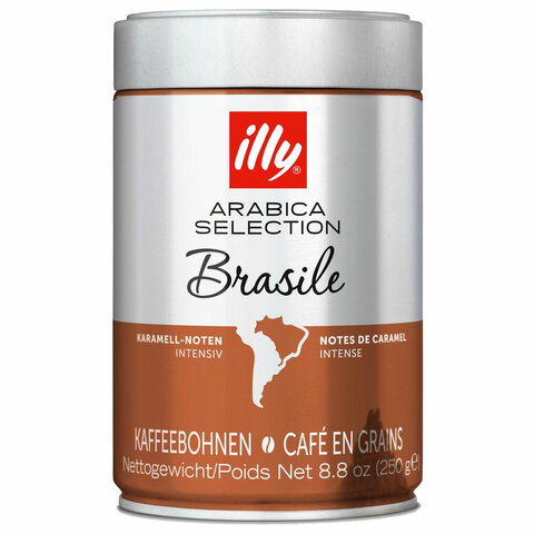 Кофе в зернах ILLY "Brasil" ИТАЛИЯ, 250 г, в жестяной банке, арабика 100%, ИТАЛИЯ, 7006 - фото 1