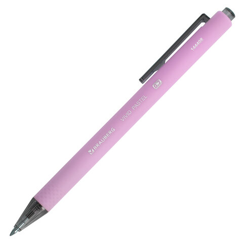 Ручки шариковые автоматические BRAUBERG "VIVID PASTEL", СИНИЕ, НАБОР 4 ШТУКИ, soft-touch, пишущий узел 0,7 мм, линия письма 0,35 мм, 144408 - фото 4