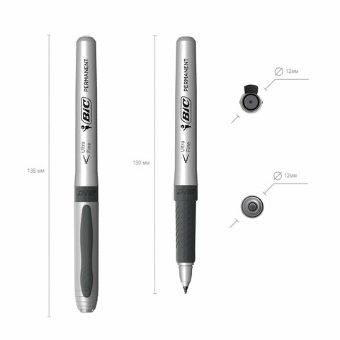 Маркер перманентный BIC "Intensity Ultra Fine", ЧЕРНЫЙ, тонкий наконечник 0,8 мм, 8290801 - фото 5