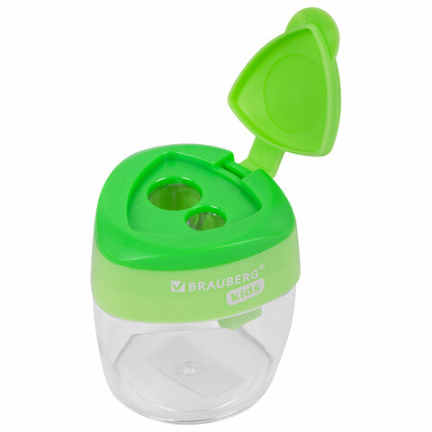 Точилки BRAUBERG KIDS "MAXI", 2 ШТУКИ, 2 отверстия, с большим контейнером, трехгранный корпус, цвета ассорти, блистер, 271947 - фото 5