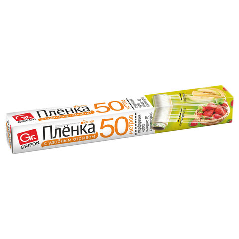 Пленка пищевая ПЭ с перфорацией отрыва, в коробке, 29 см х 50 м, 8 мкм, GRIFON, 101-434 - фото 1
