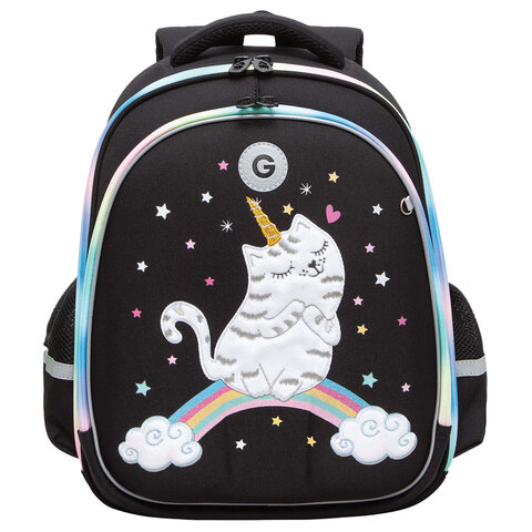 Ранец GRIZZLY анатомическая спинка, c брелоком, для девочек, RAINBOW CAT, 36х28х20 см, RAz-486-2/1 - фото 2