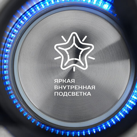 Чайник SCARLETT SC-EK27G94, 1,7 л, 2200 Вт, закрытый нагревательный элемент, стекло, черный - фото 9