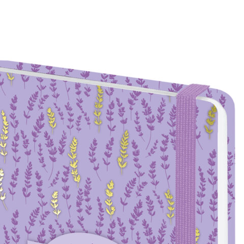 Ежедневник датированный 2026 с резинкой 145х203 мм, А5, BRAUBERG твердый, фольга, "Лаванда", 117344 - фото 4