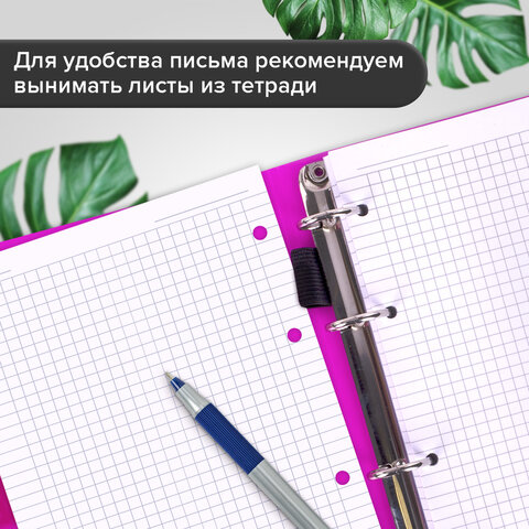 Тетрадь на кольцах А5 175х220 мм, 120 л., пластик, на липучке, с разделителями, BRAUBERG, Розовый, 404635 - фото 16