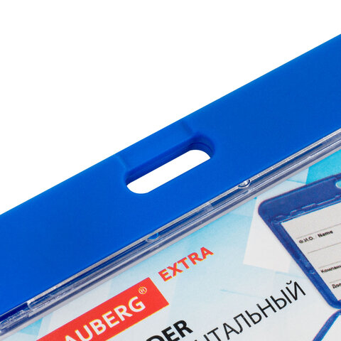 Бейдж горизонтальный (54х85 мм), ДВУСТОРОННИЙ, cиний, ЗАЩИТА ОТ ВЛАГИ И ПЫЛИ, BRAUBERG EXTRA, 238811 - фото 6