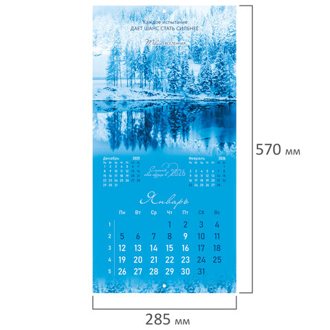 Календарь настенный перекидной 2026 г., BRAUBERG, 12 листов, 28,5х28,5 см, "Твоя вселенная", 116924 - фото 3