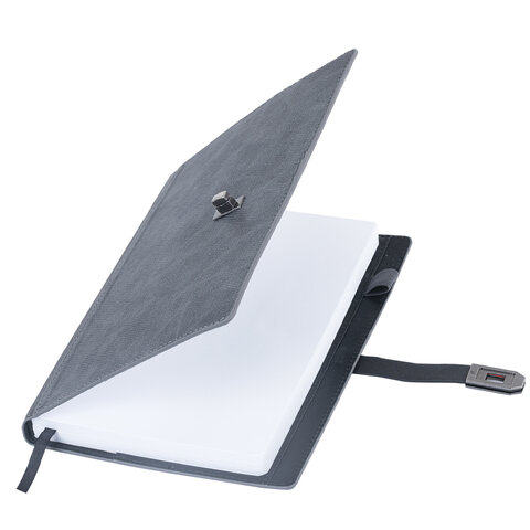 Ежедневник недатированный А5 152х220 мм BRAUBERG "Sirius", под кожу, застежка 160 л., серый, 116214 - фото 5