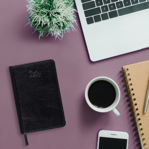 Ежедневник датированный 2026, МАЛЫЙ ФОРМАТ 100х150 мм, А6, BRAUBERG "Rainbow", под кожу, черный, 117257 - фото 4