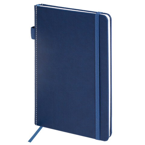 Блокнот А5 135x212 мм BRAUBERG "Edge", под кожу, резинка, держатель, 80 л., клетка, синий, 117149 - фото 2