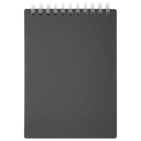 Блокнот МАЛЫЙ ФОРМАТ А6, 60 л., силиконовый гребень, обложка пластик, клетка, BRAUBERG, серый, 117566 - фото 2