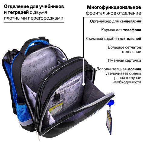 Ранец ЮНЛАНДИЯ EXTRA с дополнительным объемом, 2 отделения, "Soccer ball", 38х29х18 см, 270677 - фото 21