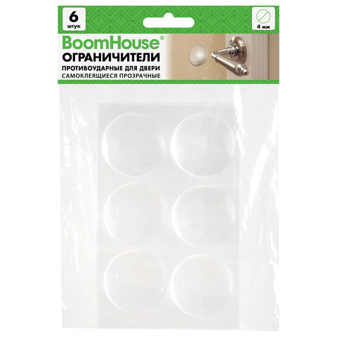 Ограничитель для двери противоударный, d=4 см, КОМПЛЕКТ 6 шт., BOOMHOUSE (БУМХАУС), 701837 - фото 1
