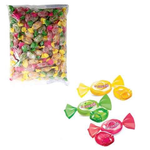 Карамель леденцовая ЯШКИНО, ассорти вкусов с соком малины, яблока, лимона, 1 кг, РВК756 - фото 1