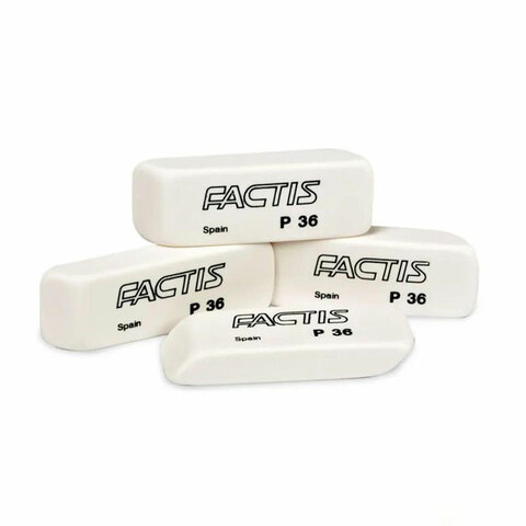 Ластик FACTIS P 36 (Испания), 56х20х9 мм, белый, прямоугольный, скошенные края, CPFP36B - фото 3