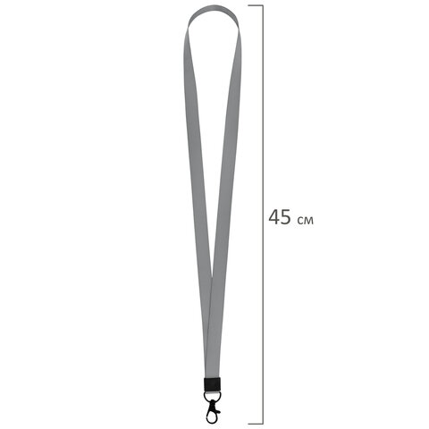 Бейдж горизонтальный (54х85 мм), лента 45 см с карабином, СЛАЙДЕР, серый, BRAUBERG EXTRA, 238835 - фото 8