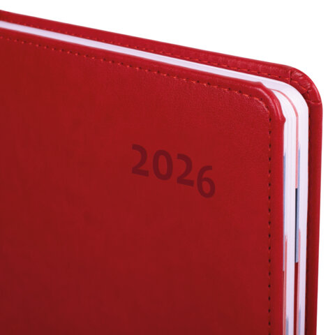 Ежедневник датированный 2026 А5 148х218 мм, GALANT "Ritter", под кожу, красный, 117489 - фото 4