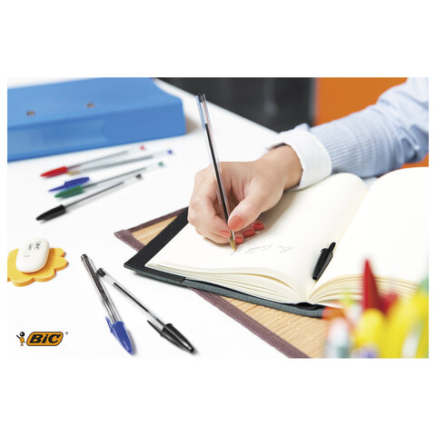 Ручки шариковые BIC "Cristal Original", НАБОР 10 шт., СИНИЕ, узел 1 мм, линия письма 0,32 мм, пакет, 830863 - фото 2