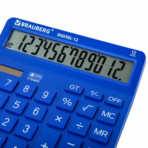 Калькулятор настольный BRAUBERG DIGITAL-12-BL (151х152 мм), 12 разрядов, двойное питание, СИНИЙ, 272969 - фото 6